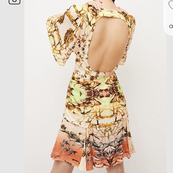 Karen Millen X Rui Jiang Mirrored Tulipa Print Woven Satin Mini Dress 6 S2 - Picture 2 of 10